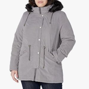 Celebrity Pink Anorak Coat with Faux Fur Trimmed Hood